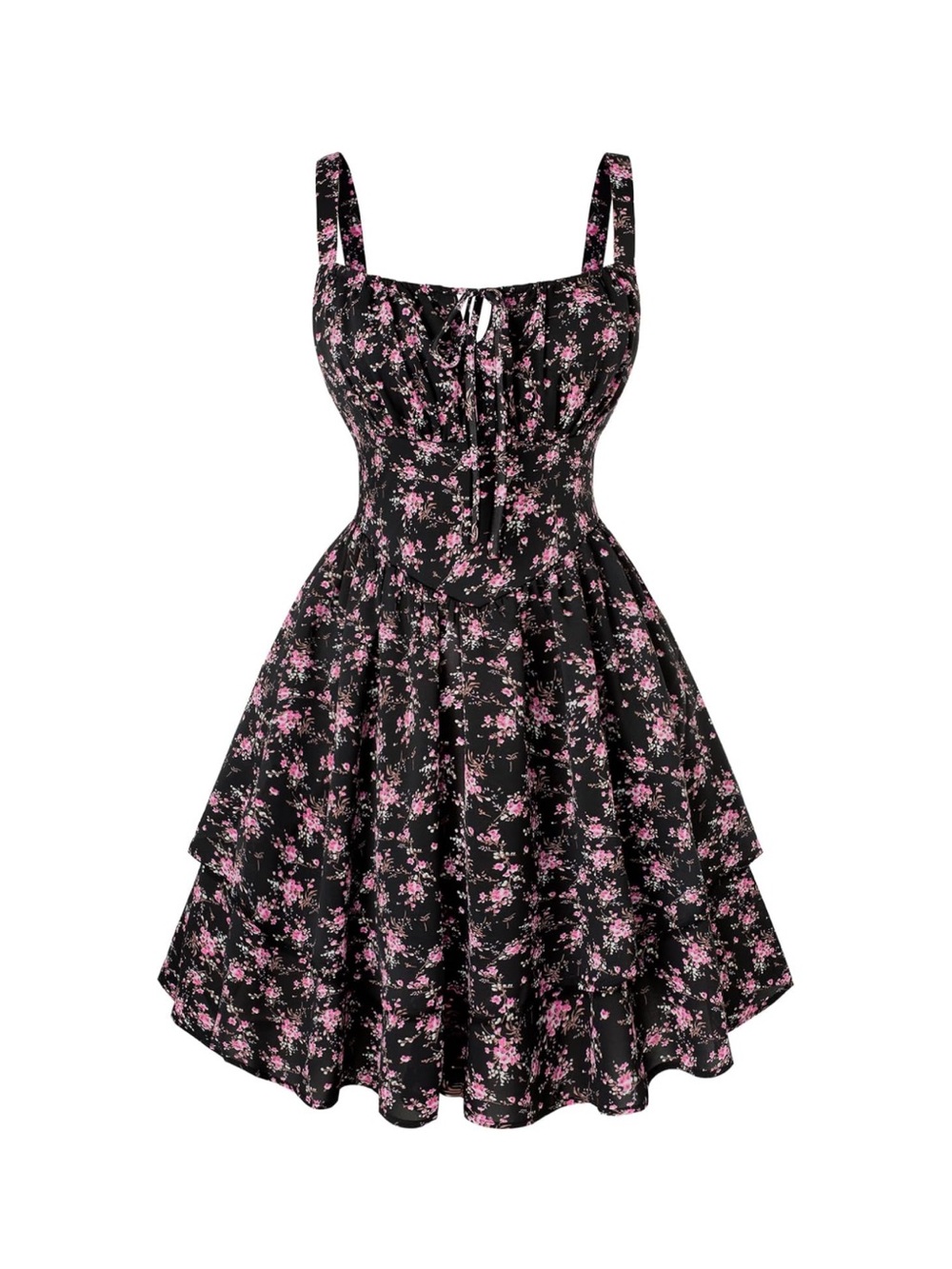 Black and Pink Floral mini Dress